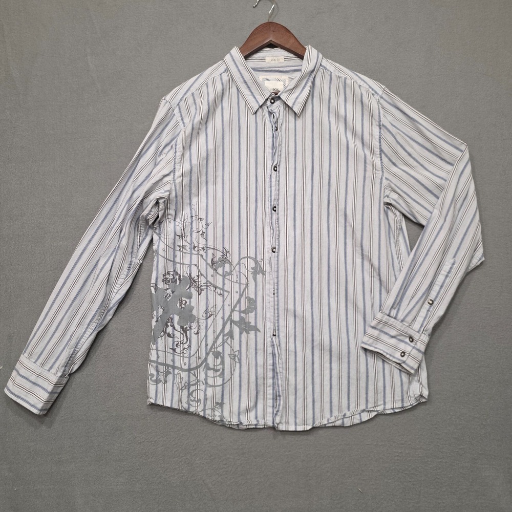 BKE Mens Slim Fit Long Sleeve‎ Metal Snap Shirt Size XL